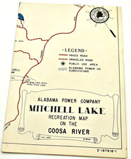 Alabama Power Company Mitchell Lake Recreation Map, Coosa River, 1970, Vintage picture