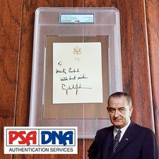 LYNDON B. JOHNSON Autograph LBJ Gold Eagle President Bookplate Signed * PSA picture