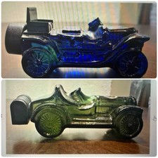 Lot of 2 - Vintage Avon Glass Race Car After Shave Cologne Bottles Empty picture