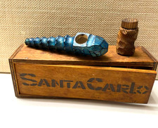 Handcrafted Carved Wooden Collectible Pipe w/ Storage Dispenser in the Box picture