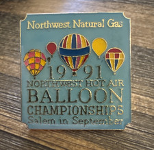 Northwest Natural Gas Hot Air Balloon Championships Salem September 1991 Pin Vtg picture