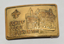 BSA Boy Scout Schiff Scout Reservation New Jersey Rare Brass Vintage Belt Buckle picture
