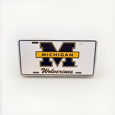Michigan Wolverines White Aluminum License Plate Official NCAA Vanity picture