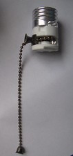 PORCELAIN PULL CHAIN LAMP LIGHT SOCKET INTERIOR w/ Antique Finish Chain #SO210A picture