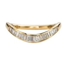 2.40CT Bezel Baguette Cut Diamond 14K Yellow Gold Over Eternity Curved Band Ring picture