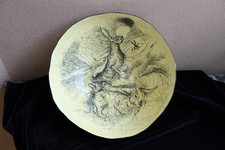 Large OOAK Watership Down Yellow and Black Rabbit Art Bowl Pen and Ink Drawing picture