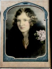 Vintage c1900-1920s Antique Photo Victorian Dress Woman Portrait Sepia W/color o picture
