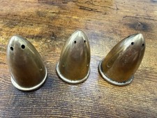 Vintage Set of 3 Mini Dirilyte Solid Heavy Brass Salt & Pepper Shakers picture