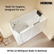 HOROW Walk In Tub, 27x53 In, Left Drain, Whirlpool Jets Soaking Bathtub in White picture