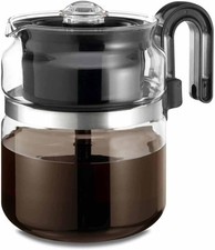8 Cup Glass Coffee Maker Stovetop Percolator Durable BPA Free Assembled USA picture