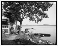 Photo:Lake Winnipesaukee Weirs NH Shore Path 1900s Lakefront Dock Gazebo picture