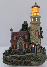 VTG Thomas Kinkade GUIDING POINT LIGHTHOUSE Building Hawthorne Village with COA picture
