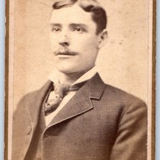 c1870s Davenport, IA CDV Photo Miller Iowa Mustache Young Man Suit Portrait IA picture