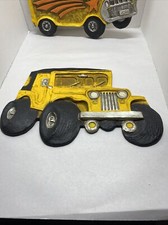 Vintage Hoda 1976 Yellow Jeep Wall Plaque 16” Retro Lifted Art Collectible Rare picture