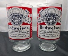 Vintage Budweiser Drinking Glasses Tapered Pedastel Base 32 oz 6.75