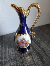 Vintage Jean Feuillade Limoges Cobalt Blue Gold Porcelain Mini Ewer Pitcher 5