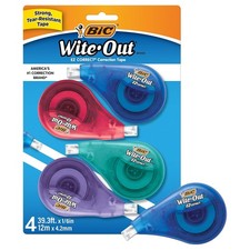 BIC Wite-Out White Correction Tape 4 Count Correction Fluid Roll 39.3 Feet picture
