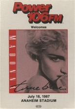 Madonna 1987 True Blue concert tour Radio 106FM commemorative Backstage Pass picture