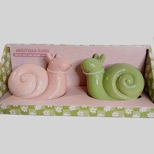 Rare NiP Sheffield Home Snail Salt And Pepper Shakers Pastel Mod Kitsch Garden  picture
