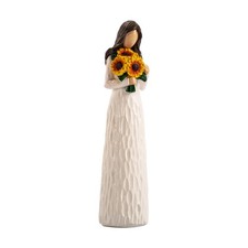 Sunflower Gifts For Women Hand Painted Woman Holding Flower Figurine picture