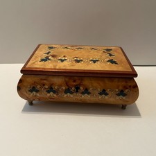 Vtg Italian Burl Wood Musical Jewelry Box Sorrento Edelweiss Cuendet Movement picture