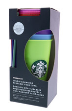 Starbucks Color-Changing Reusable 24oz Cold Cups w/ Straw - 5 Cups picture