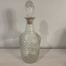 Vintage Pressed Glass Liquor Decanter With Original Faceted Egg Shaped Stopper picture