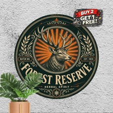 Rustic Deer Stag Head Whiskey Round Metal Tin Sign Saloon Bar Wall Decor picture