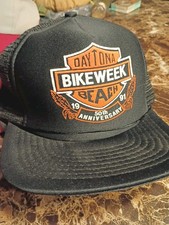 Vintage 1991 Bike Week Daytona Beach Harley Davidson Snapback Trucker Hat Mesh picture