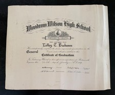 1944 Woodrow Wilson High School Portsmouth VA Graduation Certificate  picture