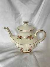 Arthur Wood Teapot 5584 Ivory Pink Flower Design Gold Detailing Made in England picture