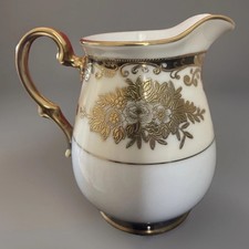 MEITO China Foreign Creamer Hand Painted Floral with Gold Trim - Made In Japan picture