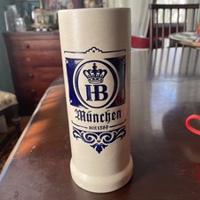 HB München German Beer Stein Mug, Cream & Blue 