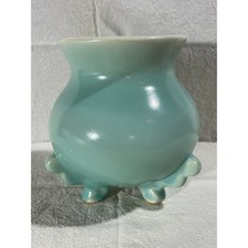 Vintage Weller Style Celadon Tripod Censer - Orb-Shaped Vase, planter picture