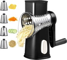 Rotary Hand Crank Cheese Grater Vegetable Slicer Shredder Black Kitchen Tool picture