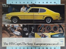 1974 Mercury Capri Sexy European 2 Page Print Ad Ford Lincoln V6 Original VTG picture
