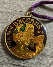 Vtg Bacchus 1981 Old Testament New Orleans Mardi Gras Bronze Doubloon Necklace picture