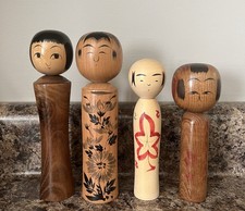 Set Of 4 Signed Kokeshi picture