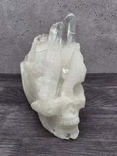 Clear Quartz Cluster Skull Hand Carved Natural Crystal Crown 2lb 9oz 6in picture