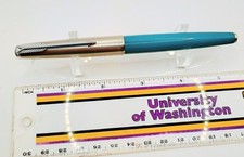 Parker 61 Fountain Pen Vista Blue Steel Cap Damage to Barrel Untested READ LOOK picture