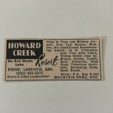 Howard Creek Resort On Bull Shoal's Lake Mountain Home AR 1966 Ad SAH8-3-V2 picture