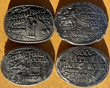 Lot of 4 1992-2000 Hesston National Finals Rodeo Adult Belt Buckles picture