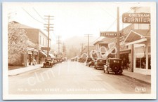 Postcard RPPC Gresham OR Main Street JC Penney Furniture Store Cars 1920s P19F picture