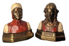 Vintage Dante And Beatrice Bookends Set Bronze picture