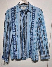 Vintage 90s T & L Muumuu Factory Men's Blue Floral Aloha Shirt Hawaii Sz M VGC picture