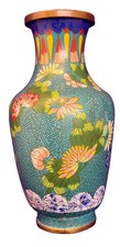 Blue Cloisonné Vase With Flowers picture