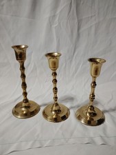 Vintage Brass Candlestick Holders Set of 3 Taper Candle Sticks Graduated picture