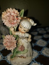 Vintage 1956 Lefton Angel of the Month Figurine May 985 Girl With Flowers Japan picture
