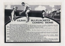 AD BLUEJACKETS NAVY Ship CANNON Vintage 1909 8X10