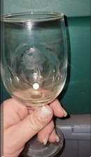 2 Rose Etched Clear Stem Wine Glass picture